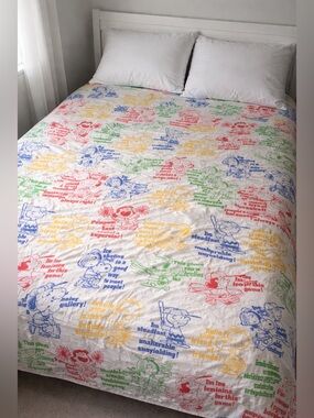 Vintage Peanuts Twin Flat Sheet + 2 Pillowcases Charlie Brown Snoopy Lucy